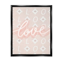 Stupell Industries Pastel Love on Pattern Typography Painting Black Floater Framed Canvas Art Print Wall Art, 17 x 21