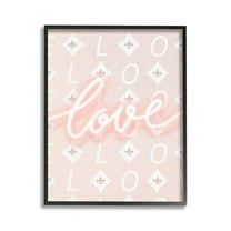 Stupell Industries Pastel Love on Pattern Typography Painting Black Framed Art Print Wall Art, 11 x 14