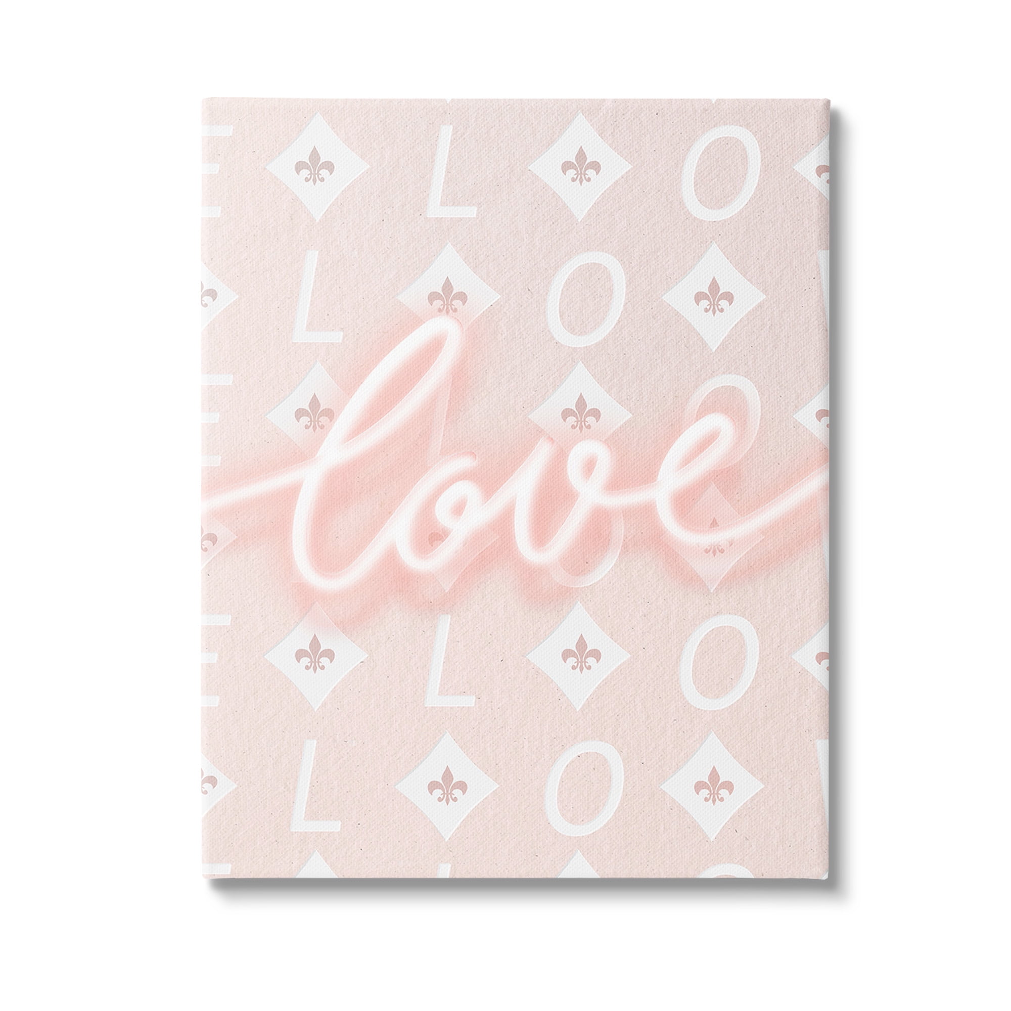 Stupell Industries Pastel Love on Pattern Typography Painting Gallery Wrapped Canvas Art Print Wall Art, 30 x 40