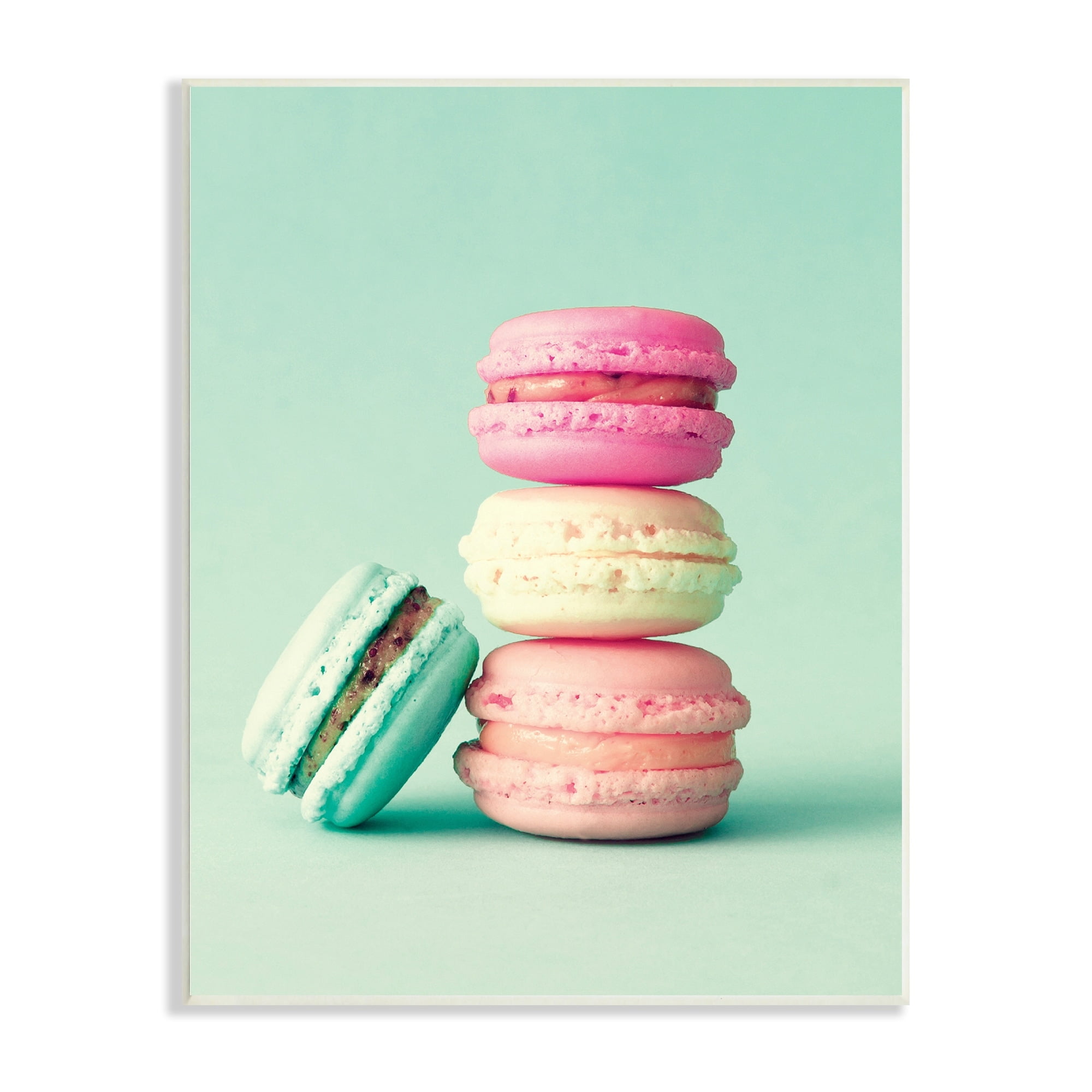Stupell Industries Pastel Macaron Cookie Dessert Turquoise Background, 13 x 19, Design by Incado