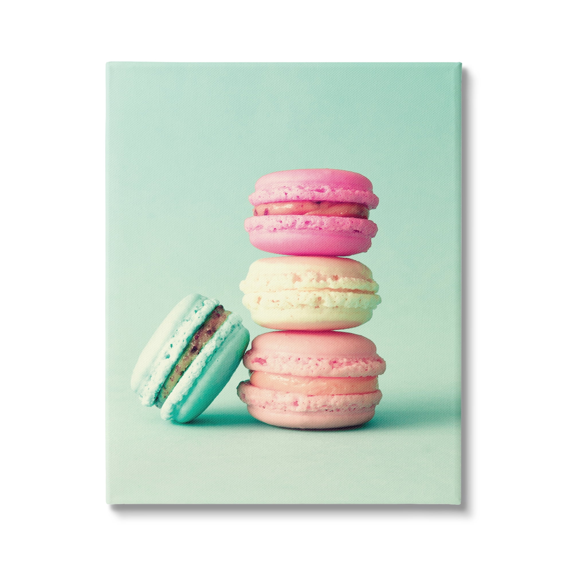 Stupell Industries Pastel Macaron Cookie Dessert Turquoise Background, 36 x 48, Design by Incado