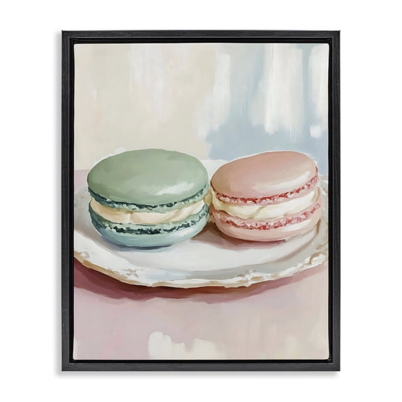 Stupell Industries Pastel Macarons on Plate Black Framed Floater Canvas Wall Art, design by The Prints Vibe