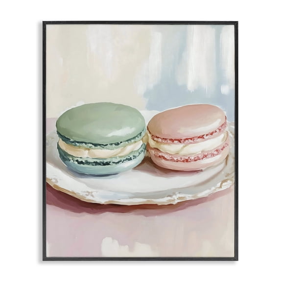 Stupell Industries Pastel Macarons on Plate Black Framed Giclee Art, design by The Prints Vibe