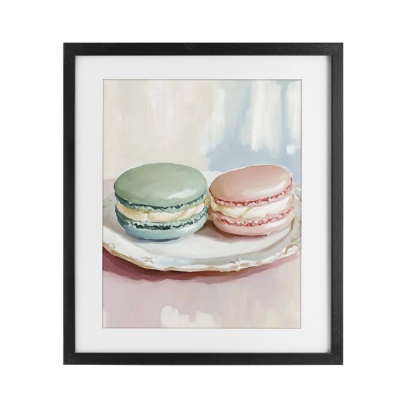 Stupell Industries Pastel Macarons on Plate Black Framed Print Under Glass, design by The Prints Vibe