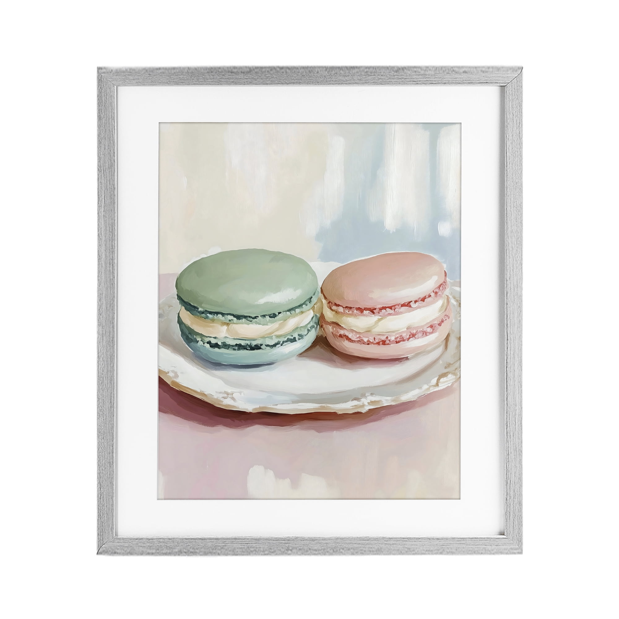 Stupell Industries Pastel Macarons on Plate Gray Framed Print Under Glass, design by The Prints Vibe