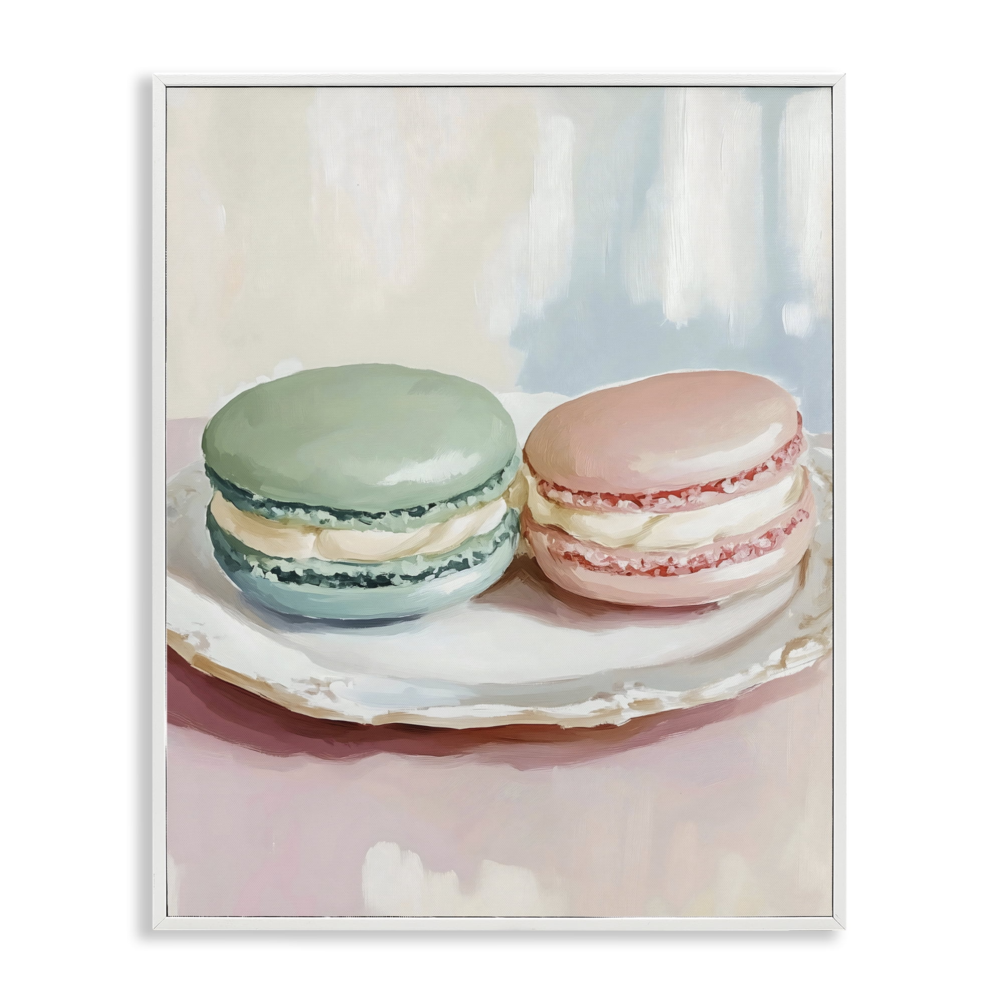 Stupell Industries Pastel Macarons on Plate White Framed Giclee Art, design by The Prints Vibe