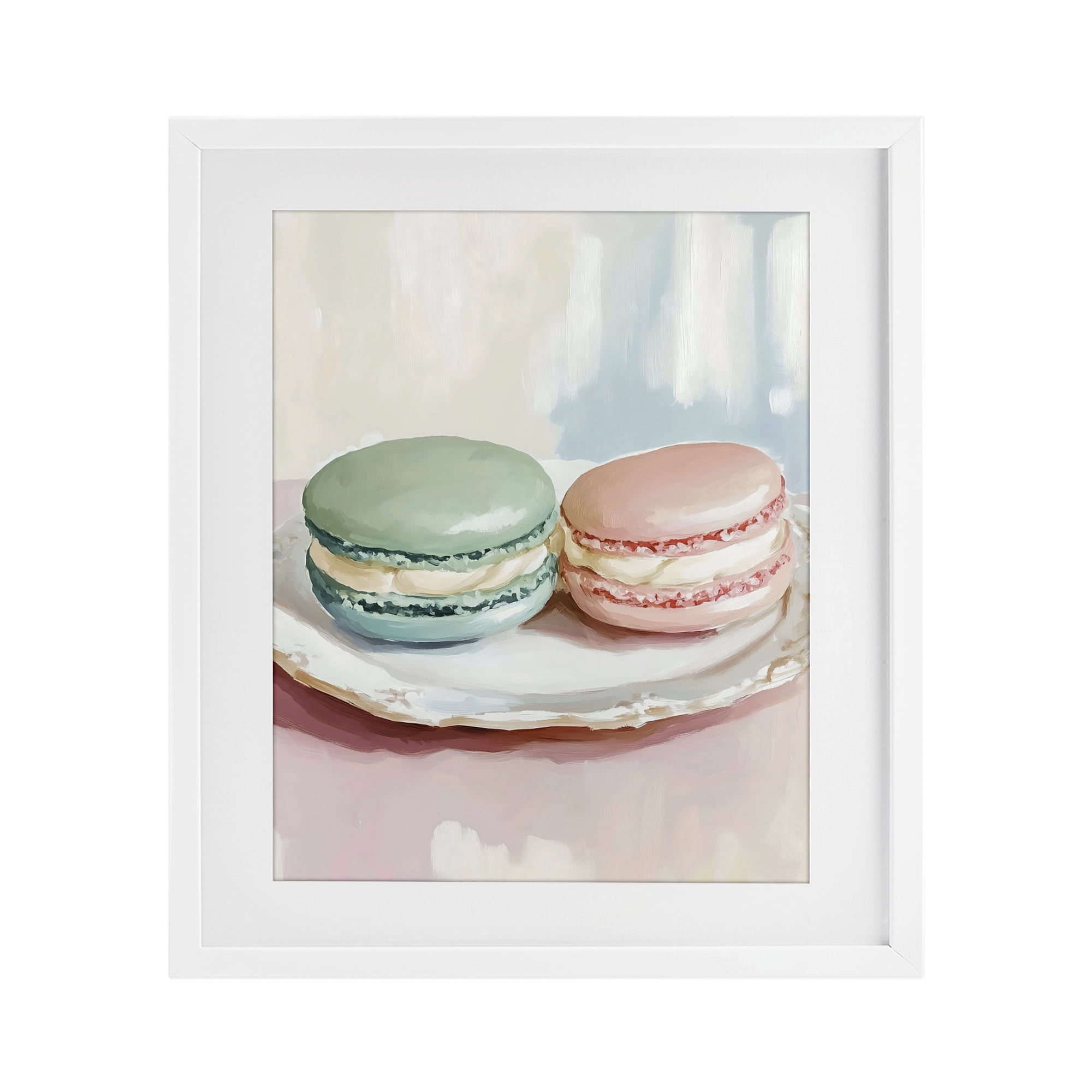 Stupell Industries Pastel Macarons on Plate White Framed Print Under Glass, design by The Prints Vibe