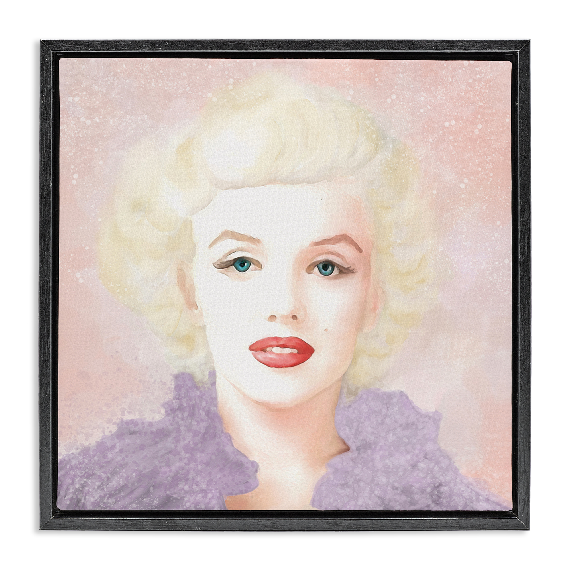 Stupell Industries Pastel Marilyn Portrait People Painting Black Floater Framed Canvas Art Print Wall Art, 18 x 18