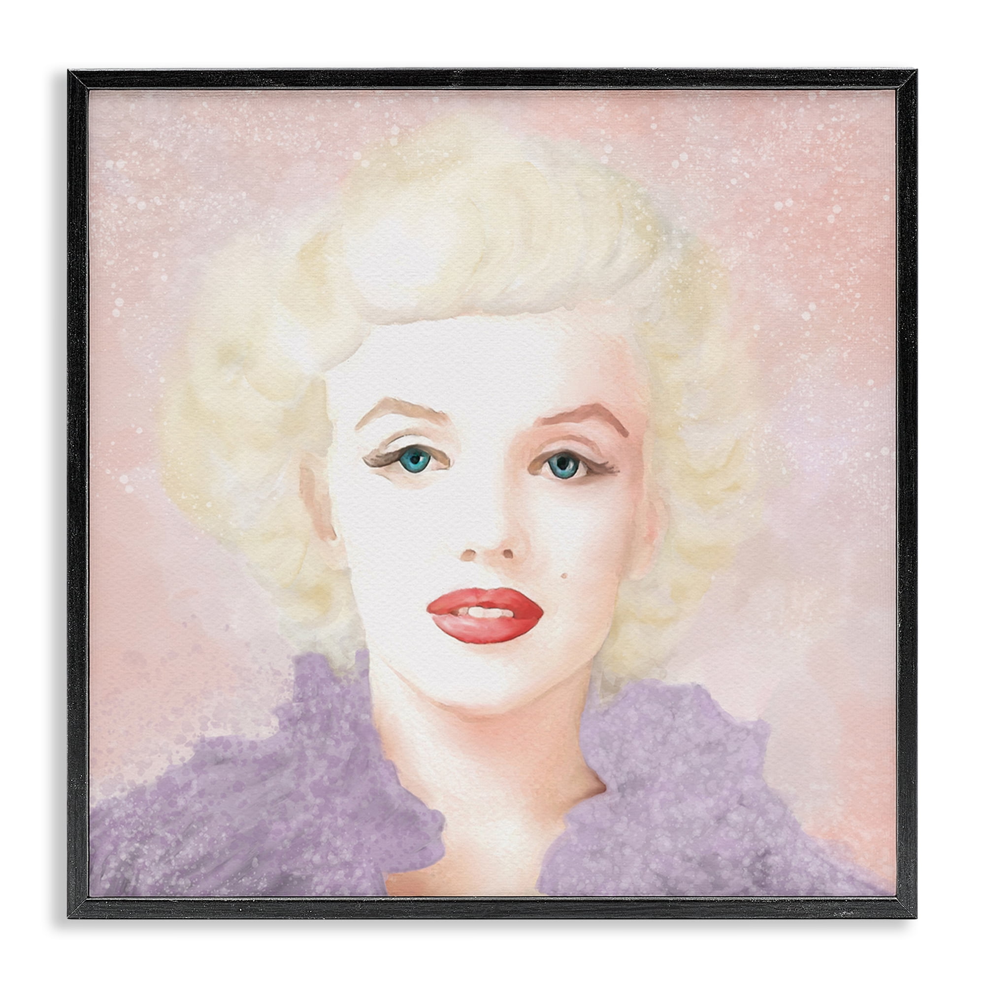 Stupell Industries Pastel Marilyn Portrait People Painting Black Framed Art Print Wall Art, 17 x 17