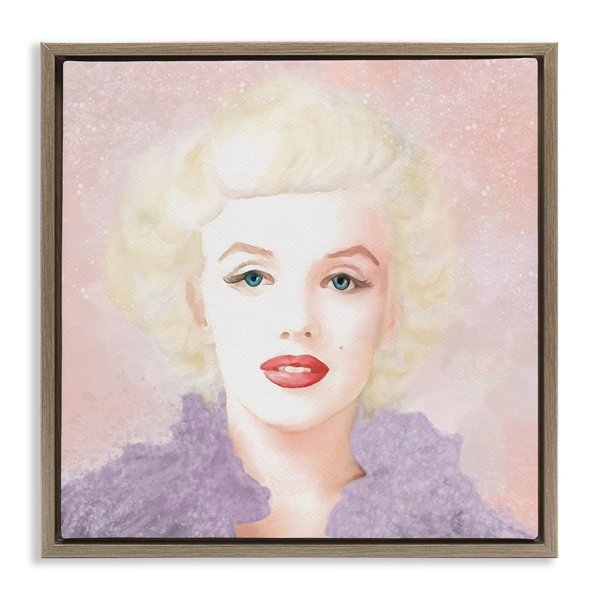 Stupell Industries Pastel Marilyn Portrait People Painting Brown Floater Framed Canvas Art Print Wall Art, 18 x 18