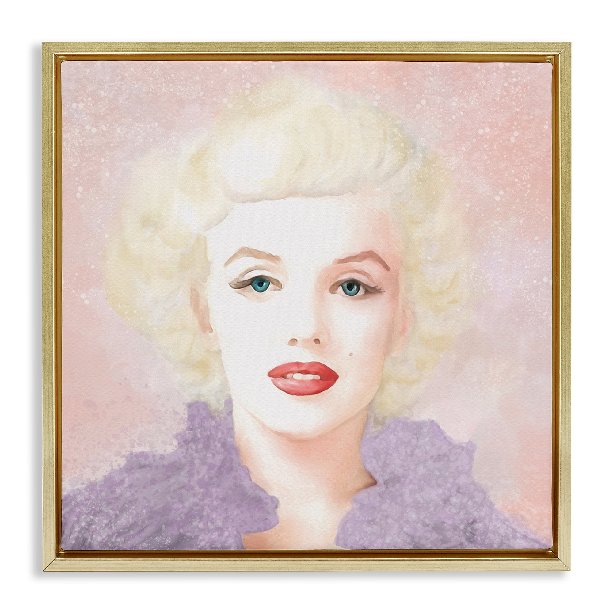 Stupell Industries Pastel Marilyn Portrait People Painting Gold Floater Framed Canvas Art Print Wall Art, 18 x 18