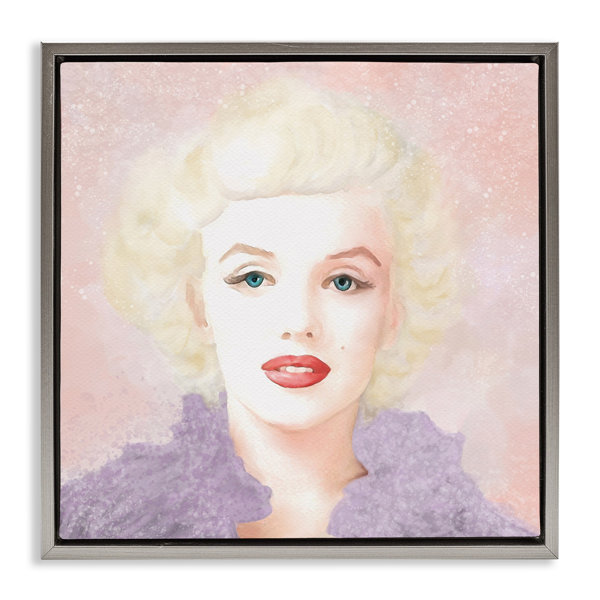 Stupell Industries Pastel Marilyn Portrait People Painting Gray Floater Framed Canvas Art Print Wall Art, 25 x 25