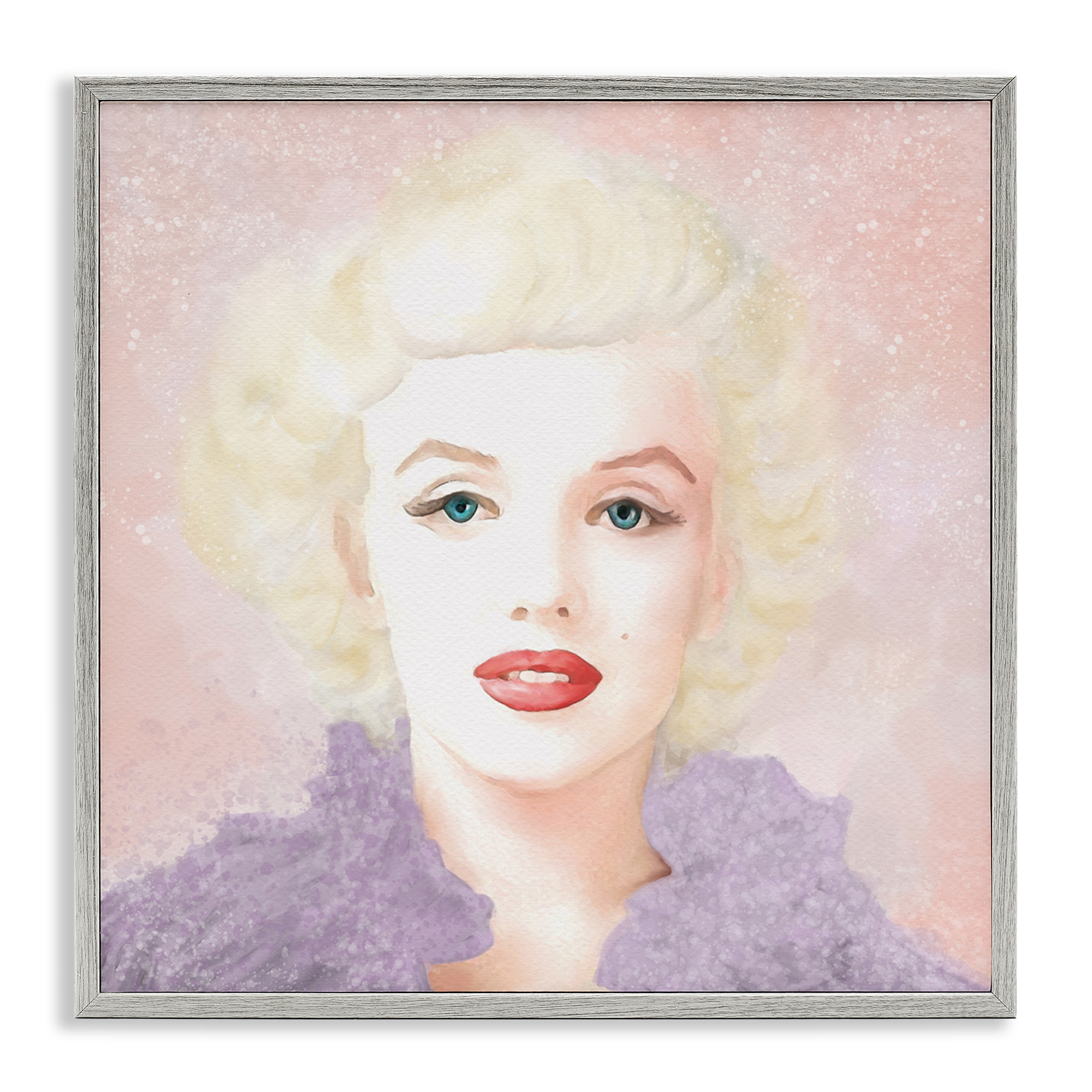 Stupell Industries Pastel Marilyn Portrait People Painting Gray Framed Art Print Wall Art, 12 x 12