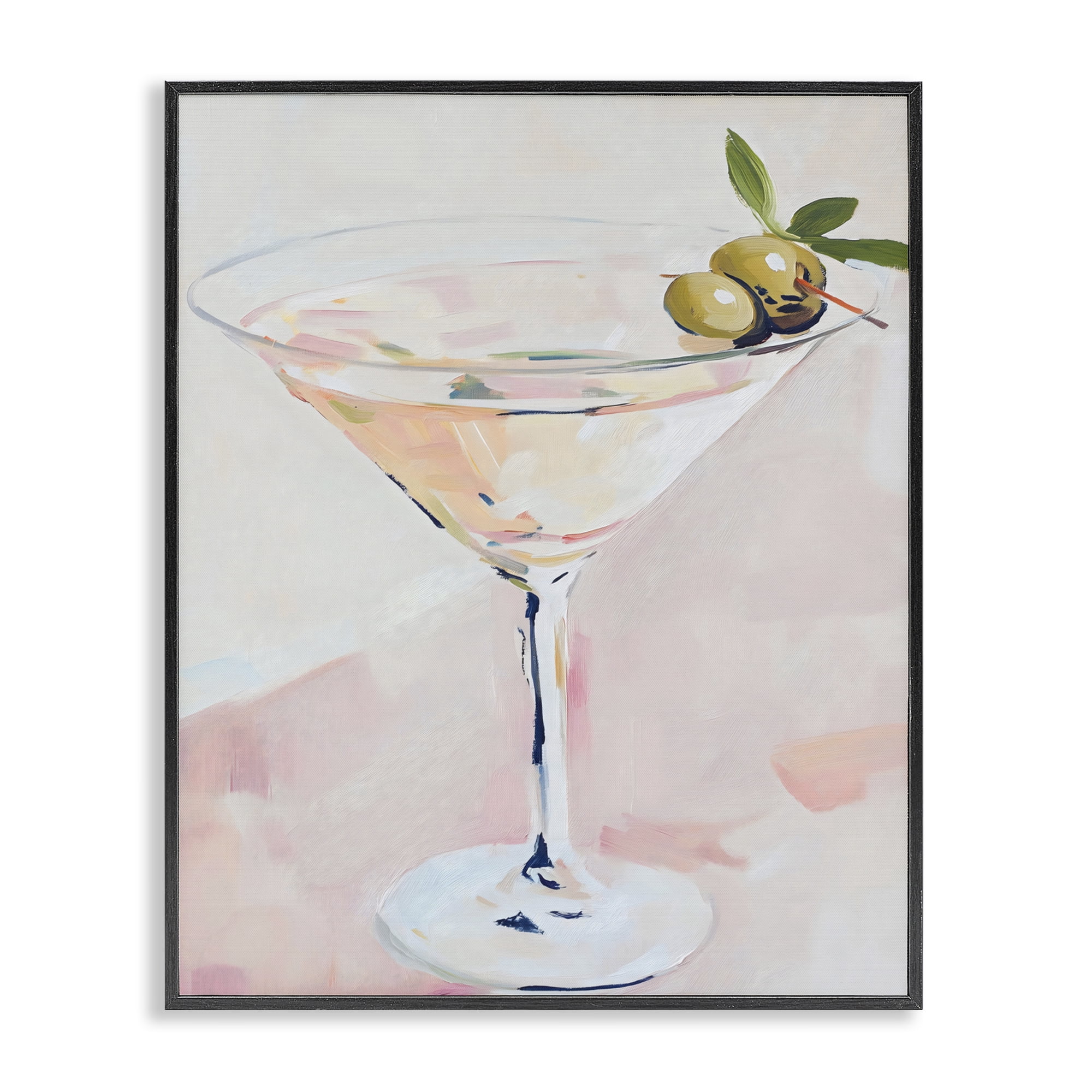 Stupell Industries Pastel Martini with Olive Garnish Black Framed Giclee Art, design by The Prints Vibe