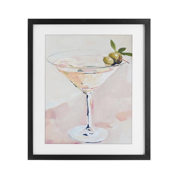 Stupell Industries Coastal Pastel Martini with Olive Garnish Black Framed Print Under Glass, 17 x 21, by The Prints Vibe