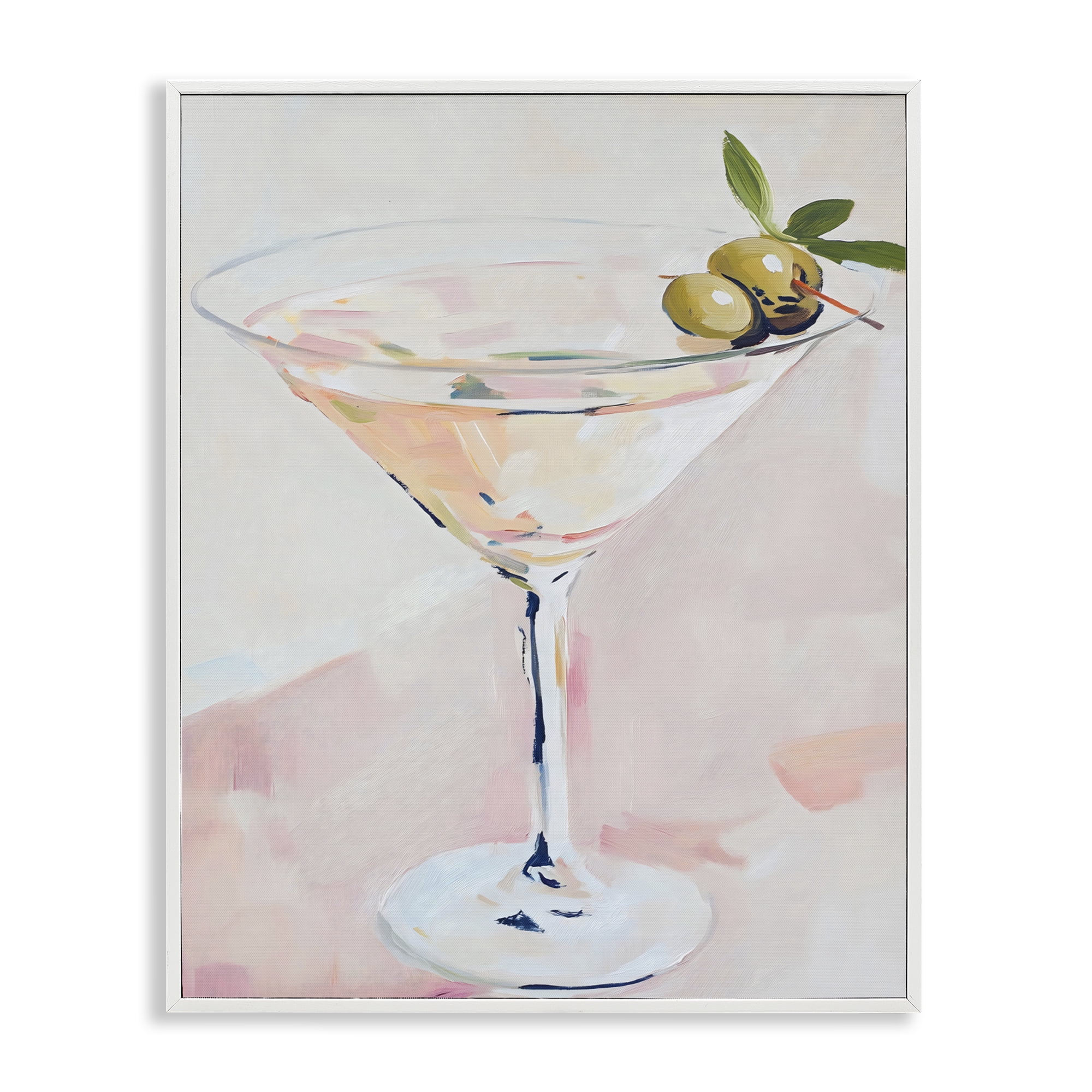 Stupell Industries Pastel Martini with Olive Garnish White Framed Giclee Art, design by The Prints Vibe