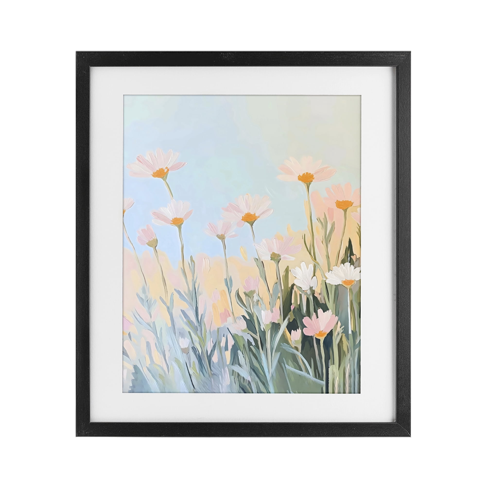 Stupell Industries Pastel Meadow Daisies at Dawn Black Framed Print Under Glass, design by The Prints Vibe