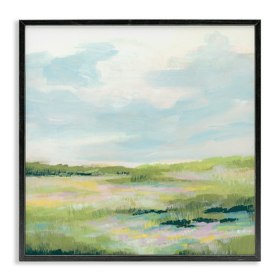 Stupell Industries Pastel Meadow Landscape Landscape & Nature Painting Black Framed Art Print Wall Art, 12 x 12