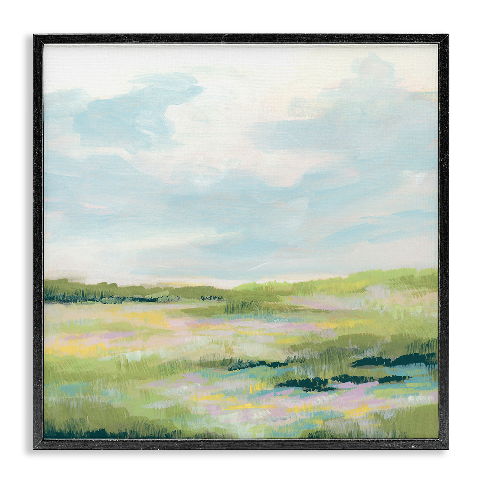 Stupell Industries Pastel Meadow Landscape Landscape & Nature Painting Black Framed Art Print Wall Art, 17 x 17
