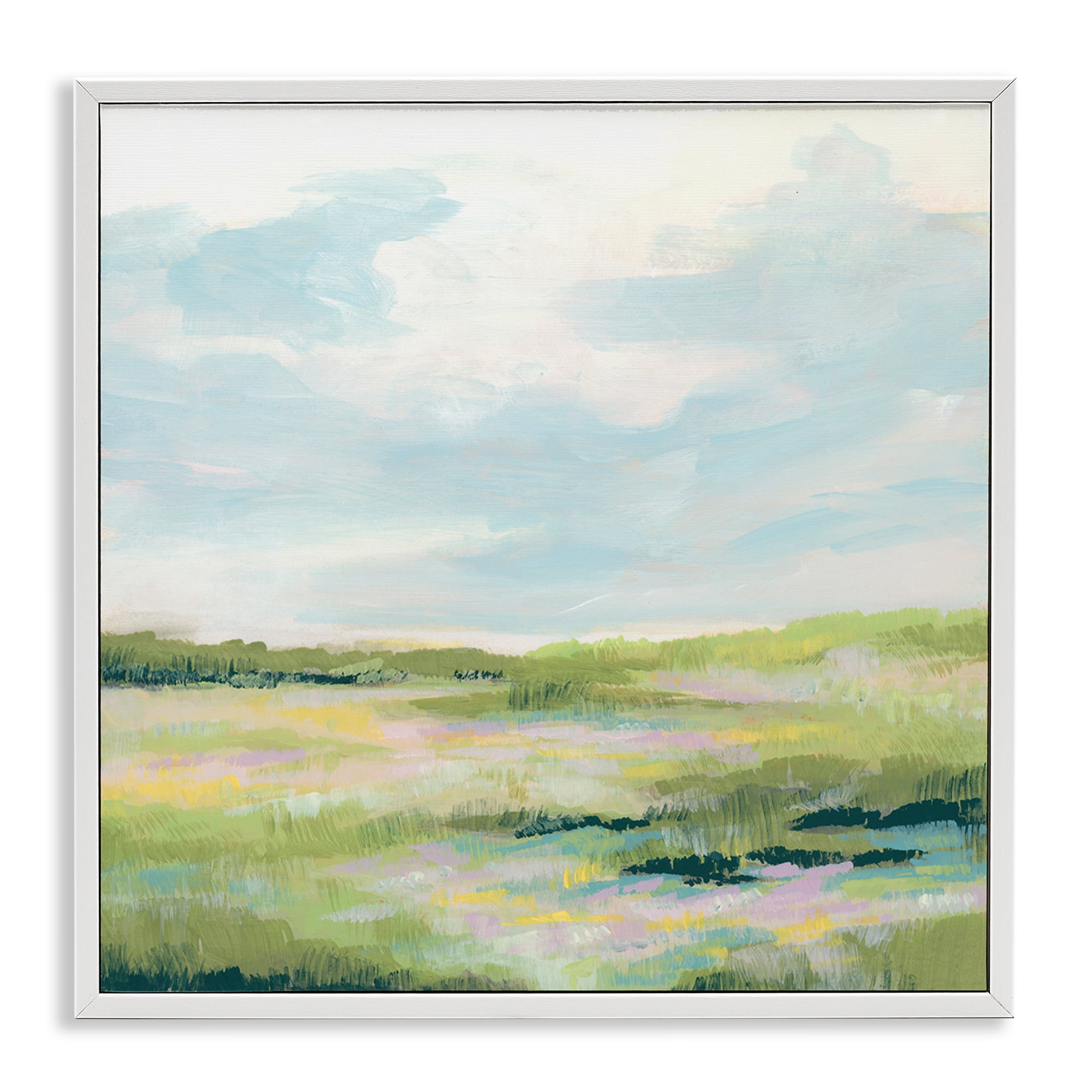 Stupell Industries Pastel Meadow Landscape Landscape & Nature Painting White Framed Art Print Wall Art, 17 x 17