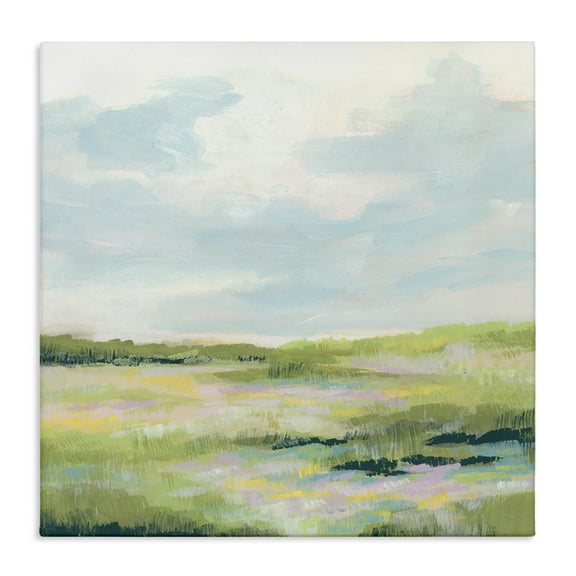 Stupell Industries Pastel Meadow Landscape Landscape & Nature Painting Wrapped Canvas Art Print Wall Art, 17 x 17