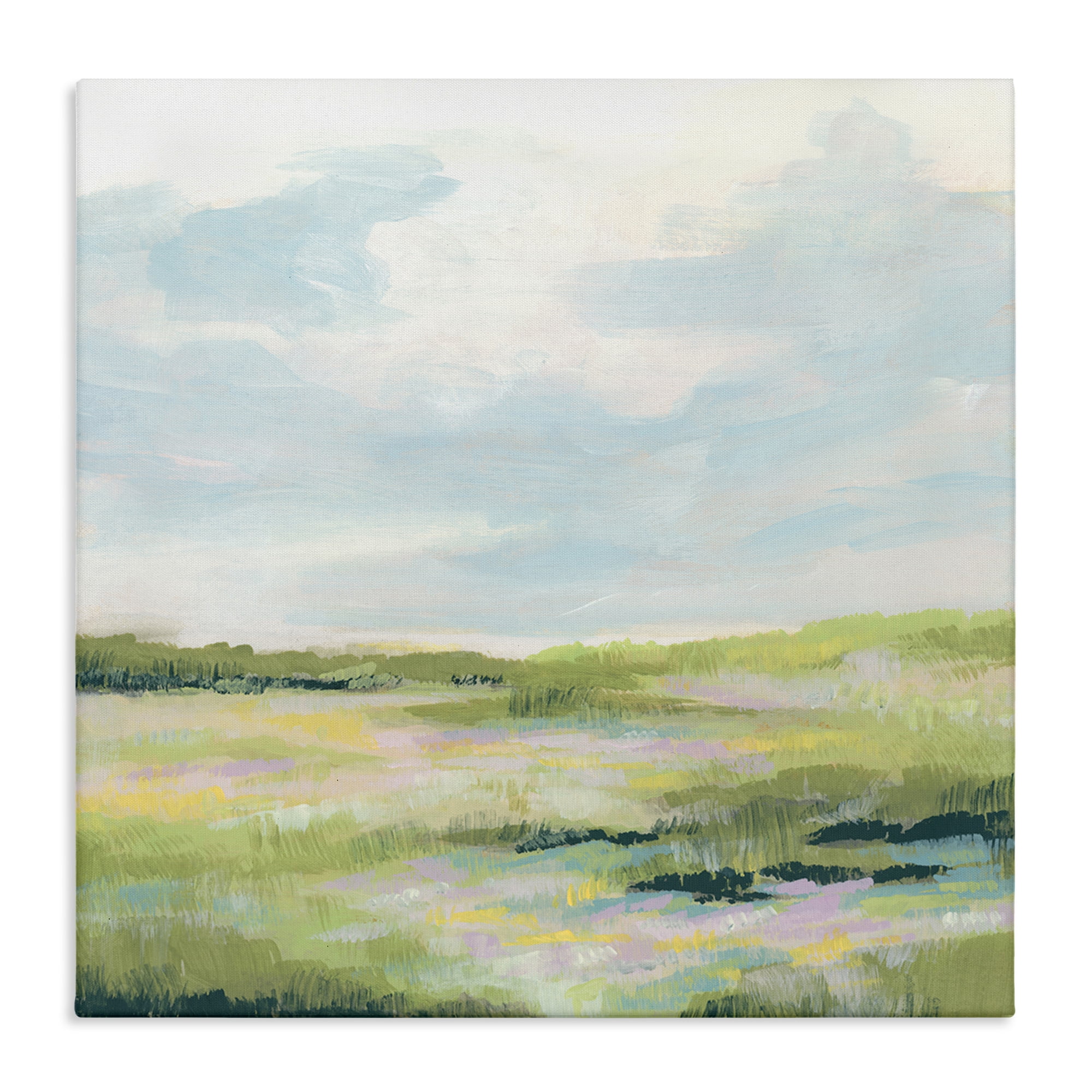 Stupell Industries Pastel Meadow Landscape Landscape & Nature Painting Wrapped Canvas Art Print Wall Art, 24 x 24