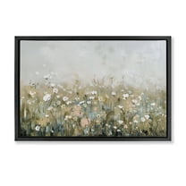 Stupell Industries Pastel Meadow Wildflowers Black Framed Floater Canvas Wall Art design by Elara Yasna, 17 x 25
