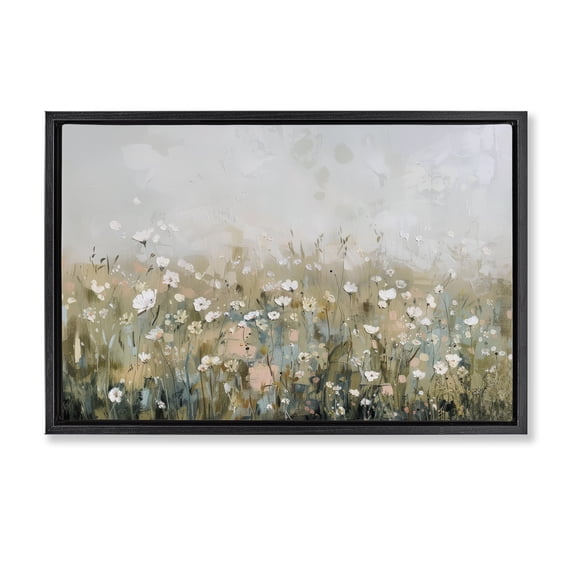 Stupell Industries Traditional Pastel Meadow Wildflowers Black Floating Frame Canvas Art, 31 x 21, by Elara Yasna