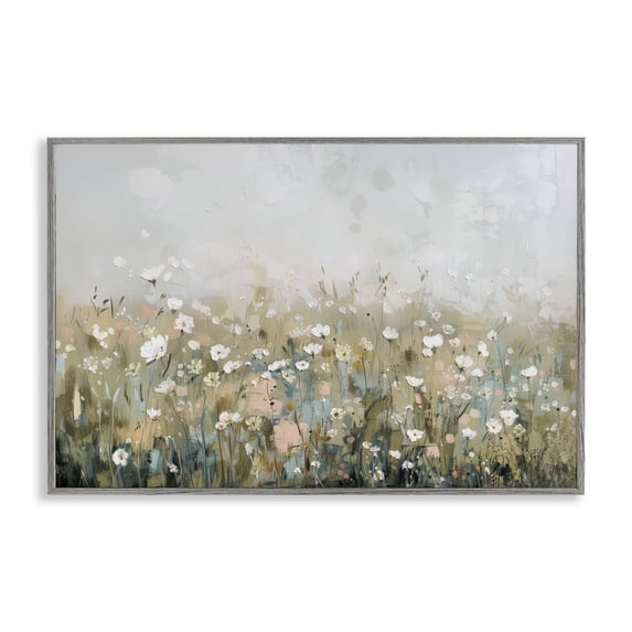 Stupell Industries Traditional Pastel Meadow Wildflowers Gray Framed Giclee Art, 24 x 16, by Elara Yasna