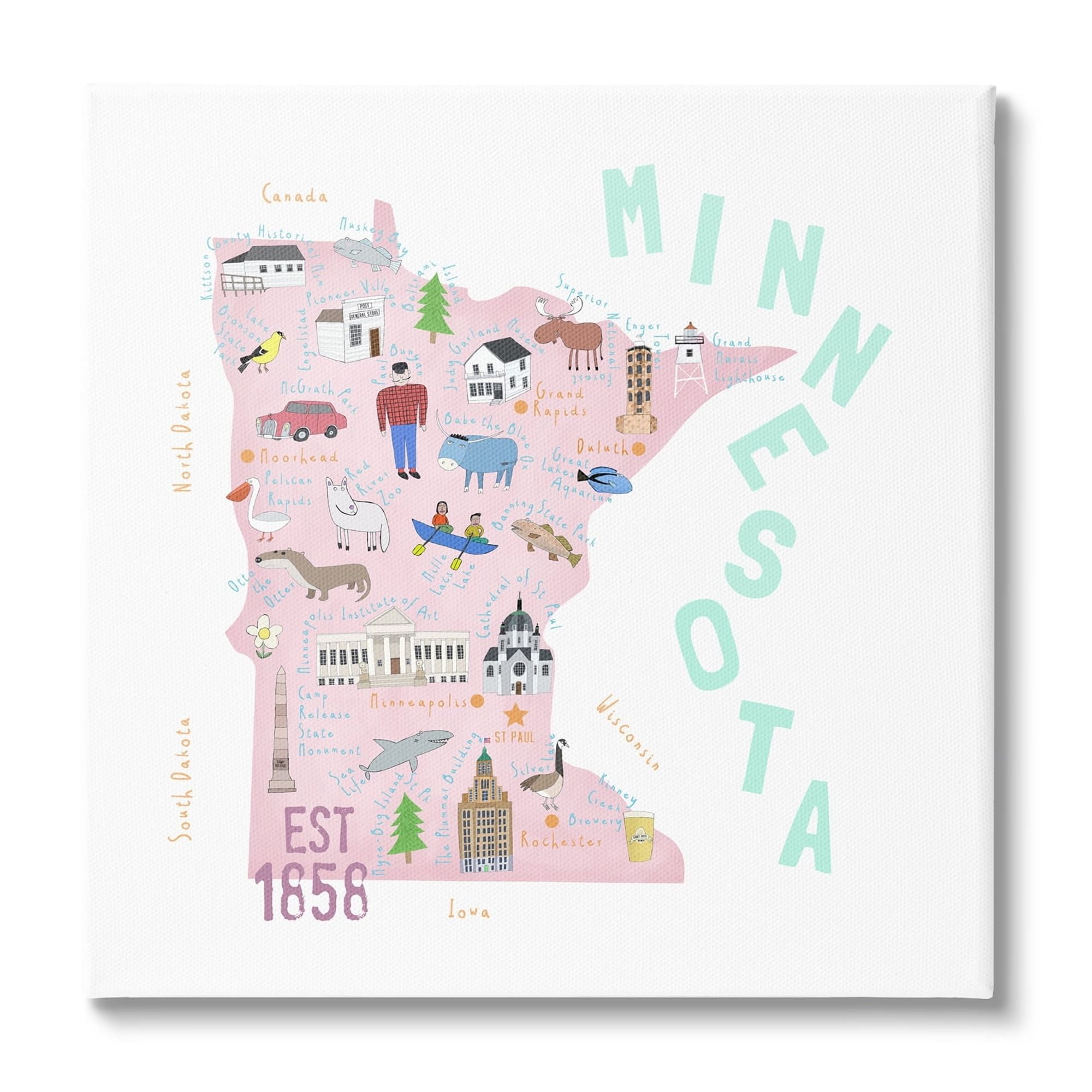 Stupell Industries Pastel Minnesota Sights Landmarks Travel & Places Painting Gallery Wrapped Canvas Print Wall Art