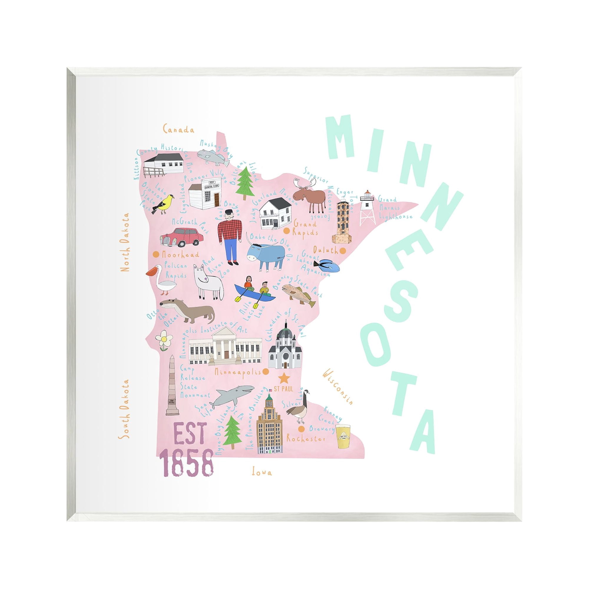 Stupell Industries Pastel Minnesota Sights Landmarks Travel & Places Painting Unframed Art Print Wall Art