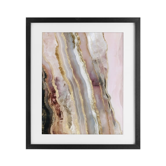 Stupell Industries Modern Pastel Misty Gem Geode Black Framed Print Under Glass, 13 x 16, by Svetlana Aleynikova