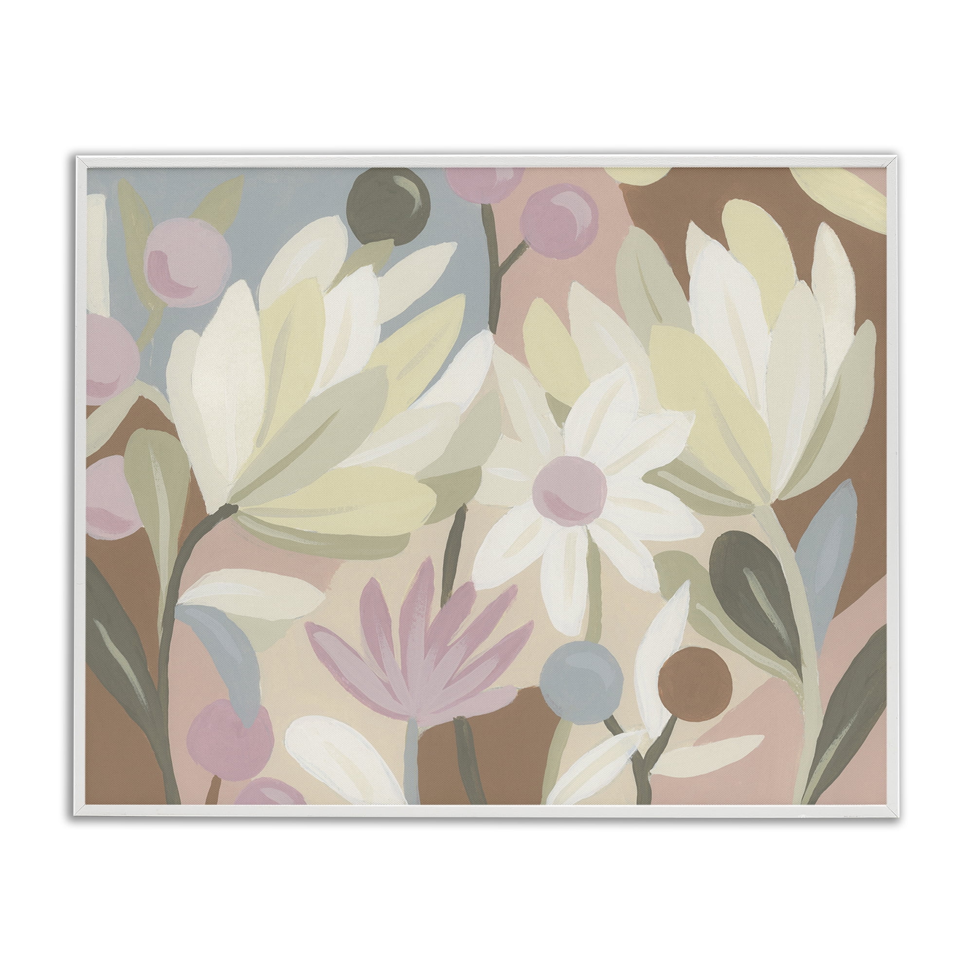 Stupell Industries Pastel Modern Flowers Plants & Flowers Painting White Framed Art Print Wall Art, 30 x 24