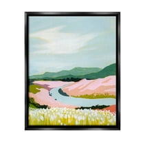 Stupell Industries Pastel Mountain Stream Landscape Painting Black Floater Framed Canvas Art Print Wall Art, 17 x 21