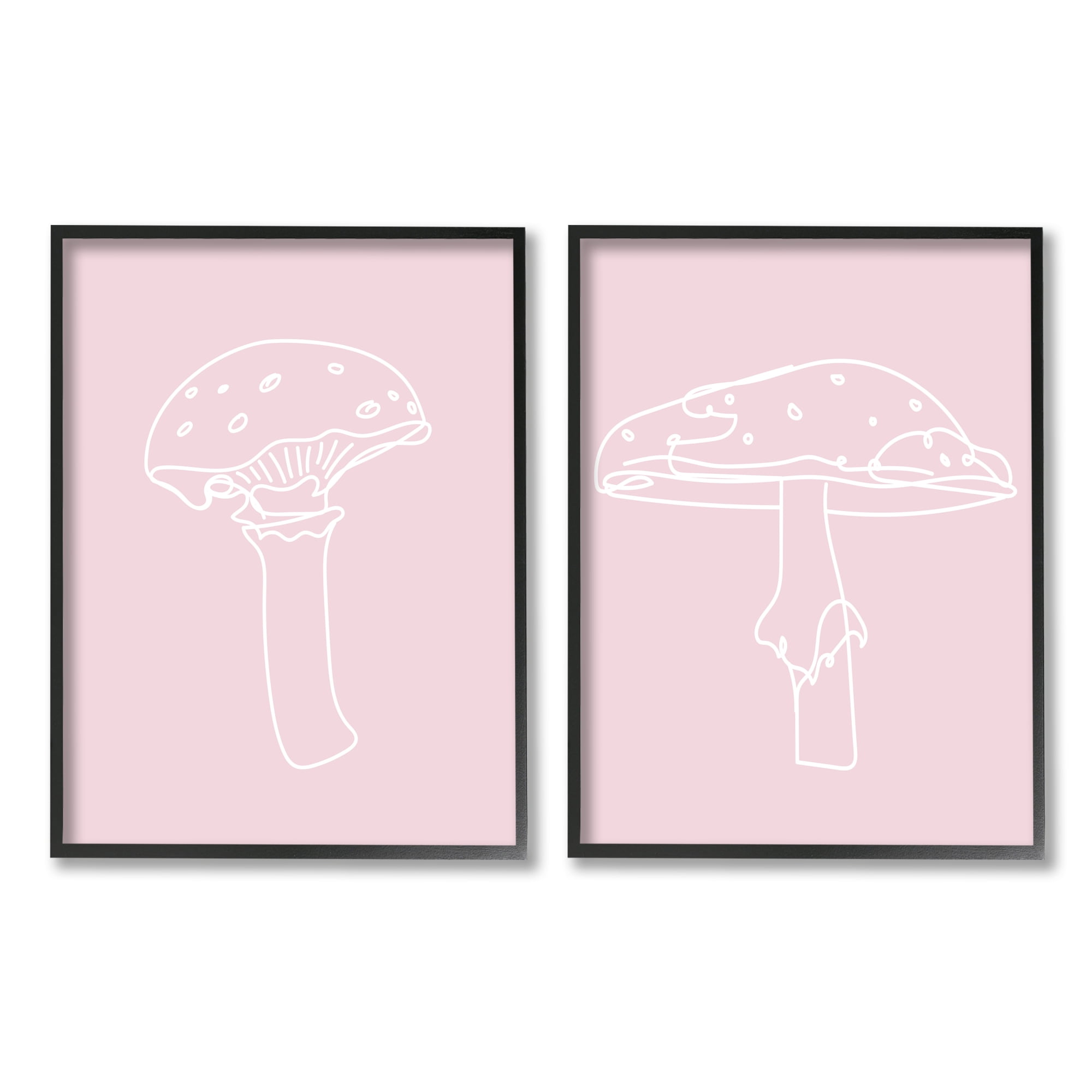 Stupell Industries Pastel Mushroom Doodles Botanical & Floral Painting Black Framed Art Print Wall Art, 24 x 30, Set of 2