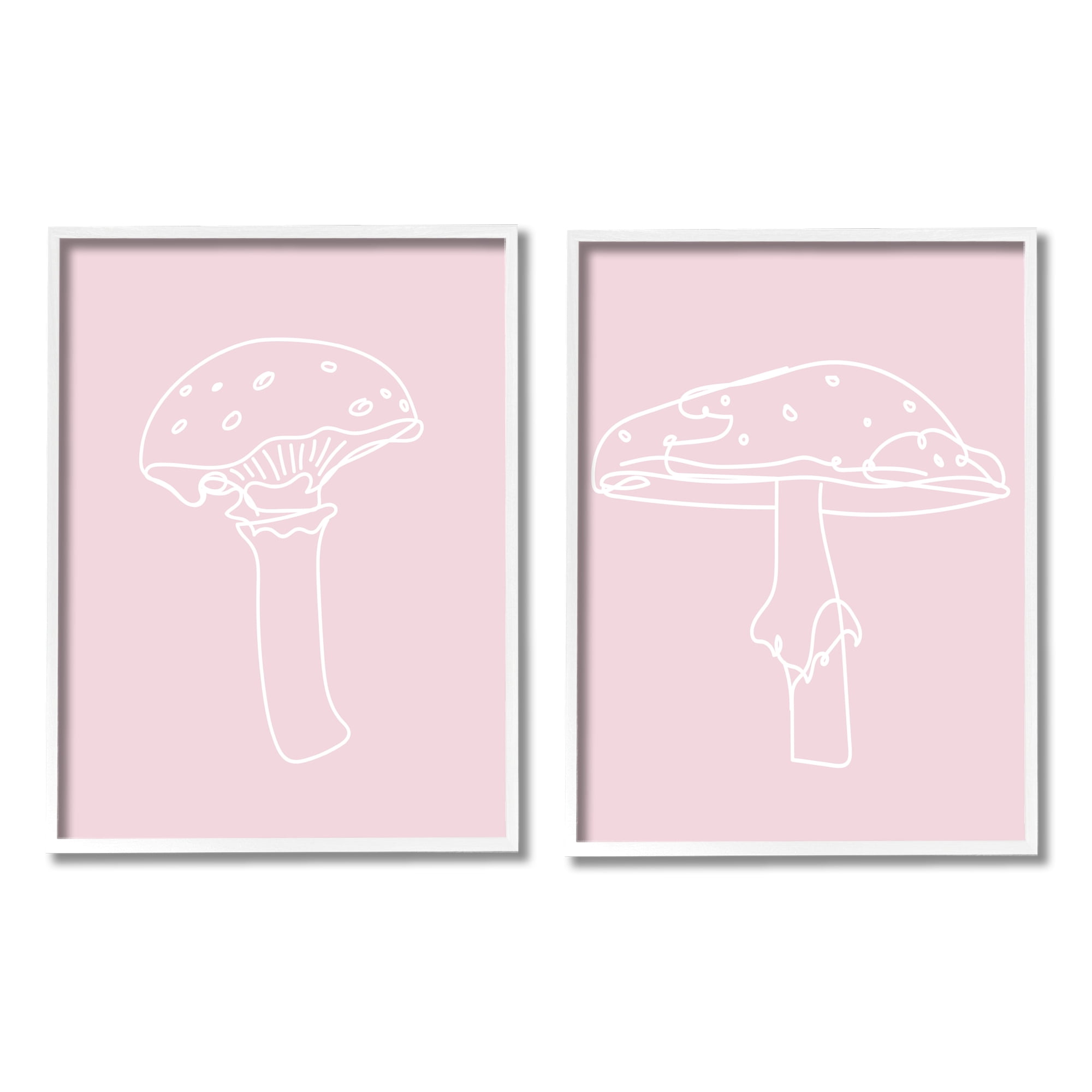 Stupell Industries Pastel Mushroom Doodles Botanical & Floral Painting White Framed Art Print Wall Art, 24 x 30, Set of 2