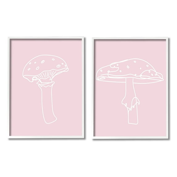 Stupell Industries Pastel Mushroom Doodles Botanical & Floral Painting White Framed Art Print Wall Art, 24 x 30, Set of 2