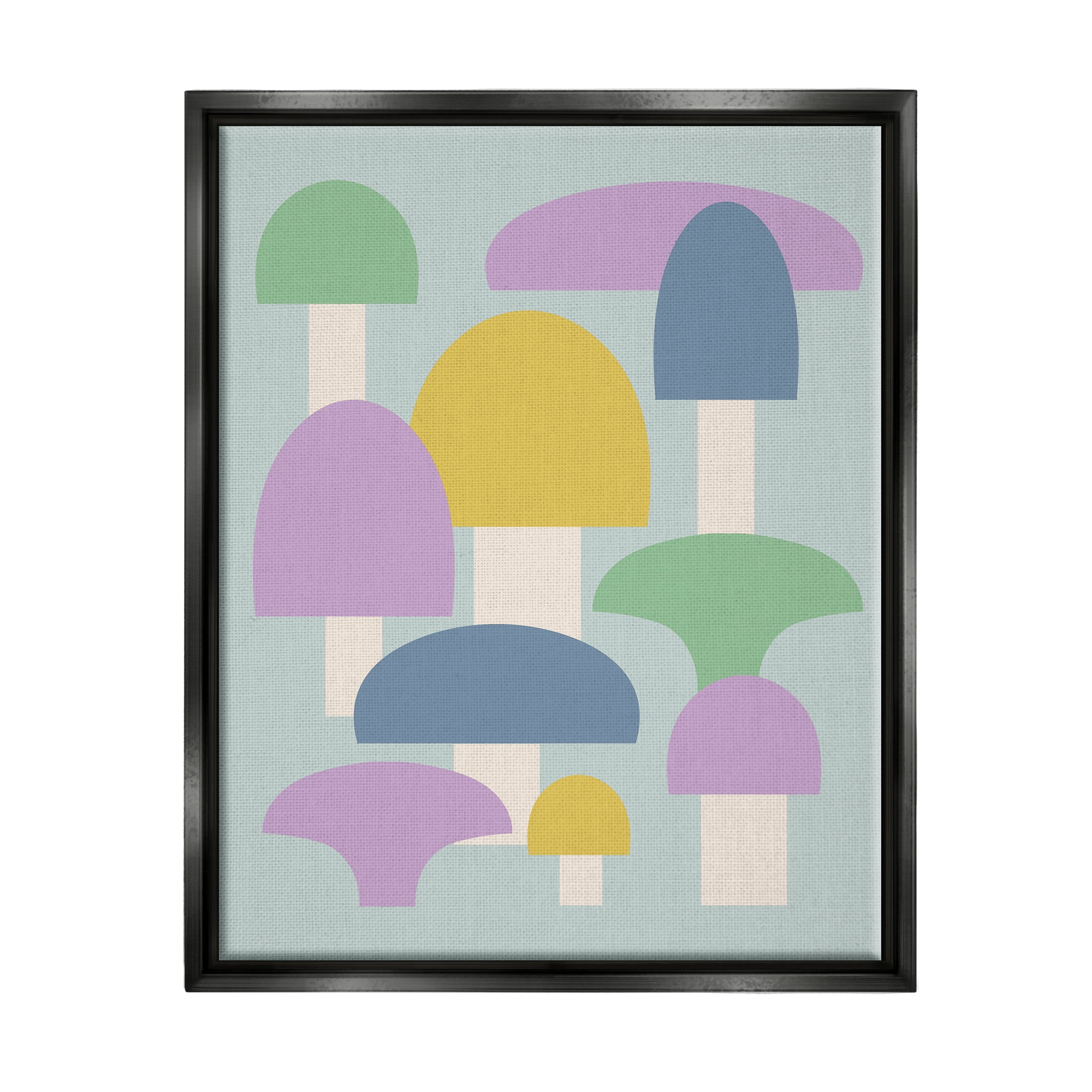 Stupell Industries Pastel Mushroom Shapes Botanical & Floral Painting Black Floater Framed Canvas Art Print Wall Art, 17 x 21