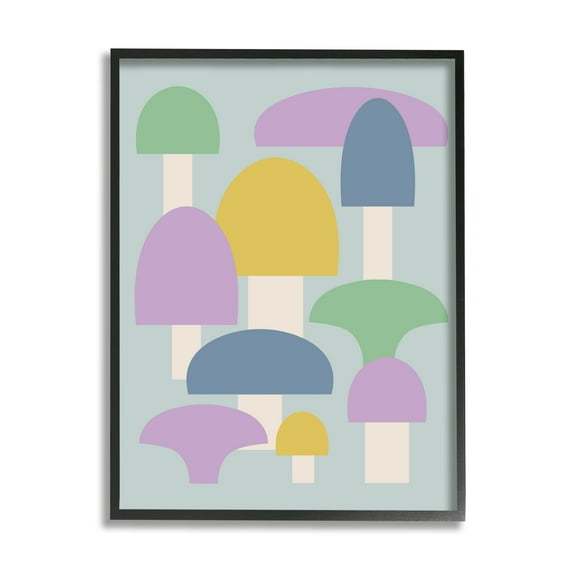 Stupell Industries Pastel Mushroom Shapes Botanical & Floral Painting Black Framed Art Print Wall Art, 11 x 14