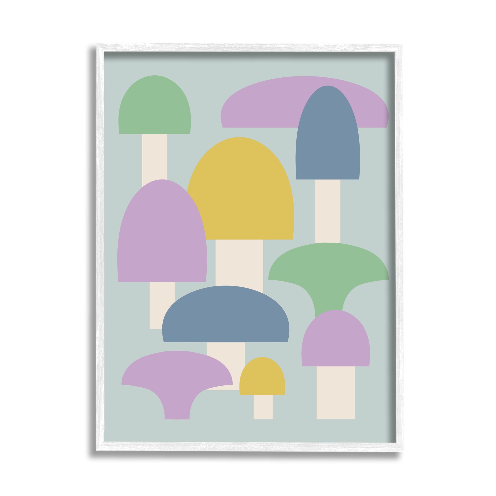Stupell Industries Pastel Mushroom Shapes Botanical & Floral Painting White Framed Art Print Wall Art, 11 x 14