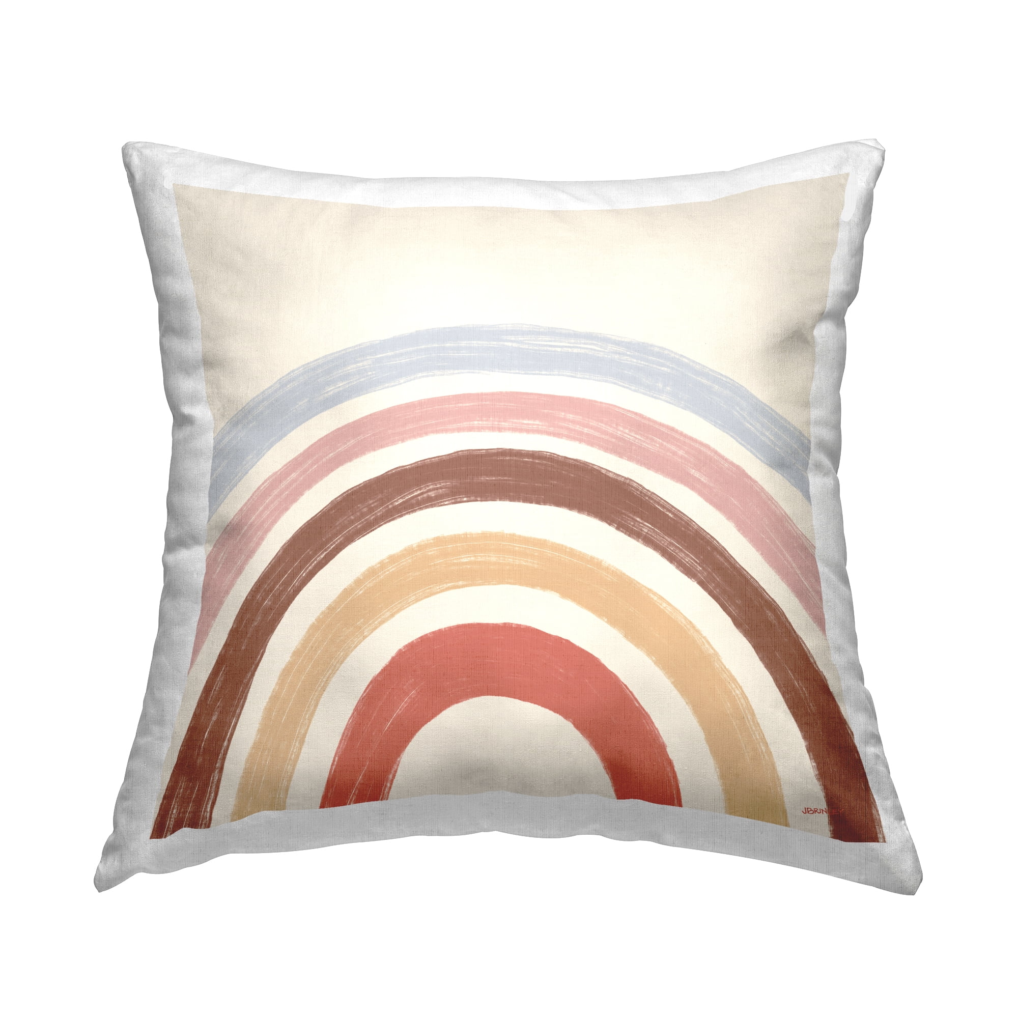 Stupell Industries Pastel Neutral Tone Rainbow Stripes Design by Brinley Designs Throw Pillow