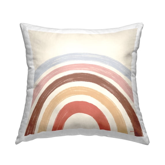 Stupell Industries Pastel Neutral Tone Rainbow Stripes Design by Brinley Designs Throw Pillow