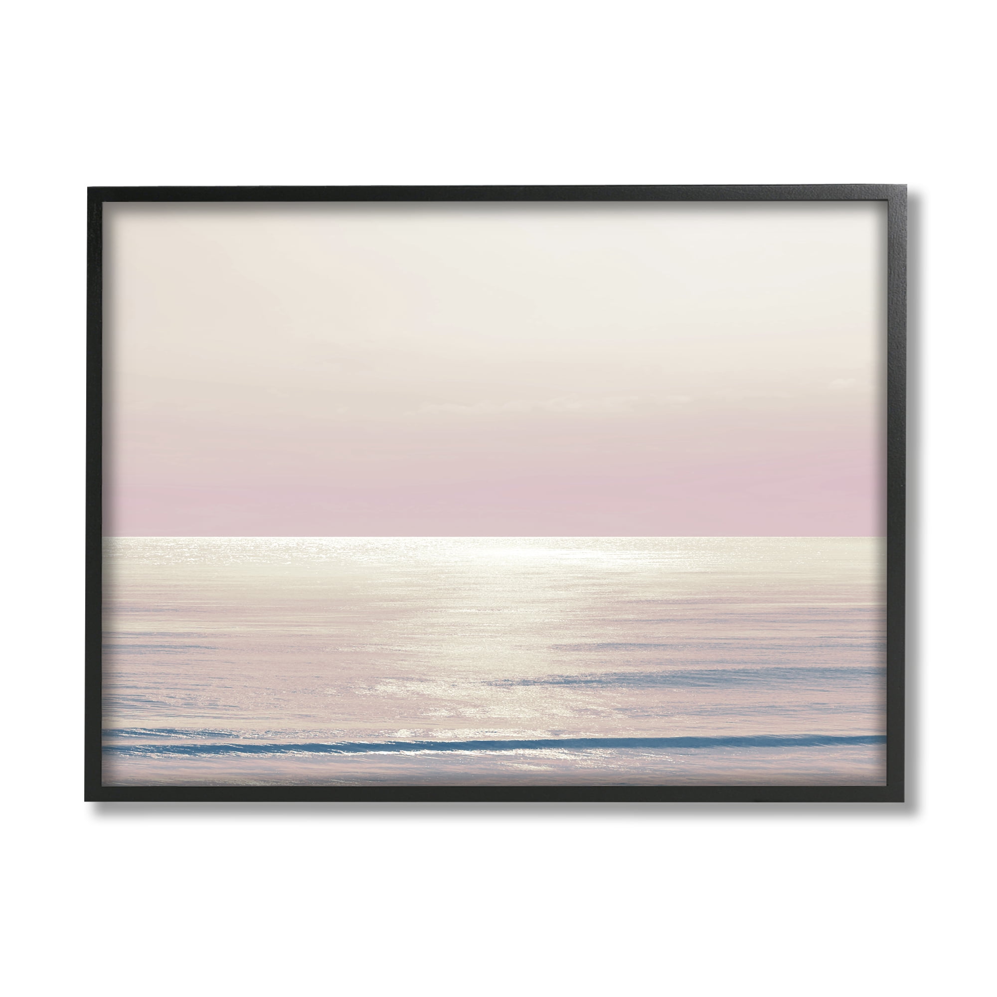 Stupell Industries Pastel Ocean Horizon Landscape Photography Black Framed Art Print Wall Art, 14 x 11