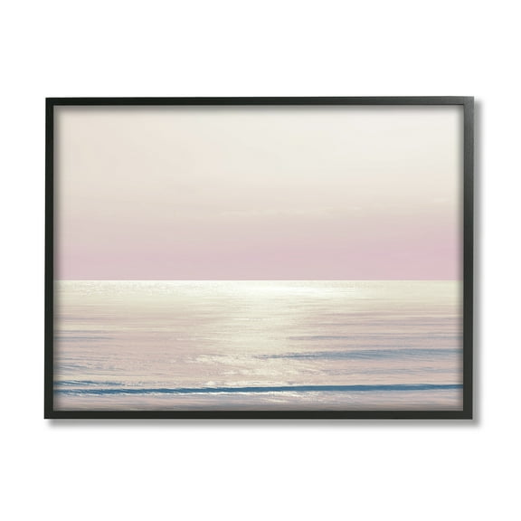 Stupell Industries Pastel Ocean Horizon Landscape Photography Black Framed Art Print Wall Art, 14 x 11