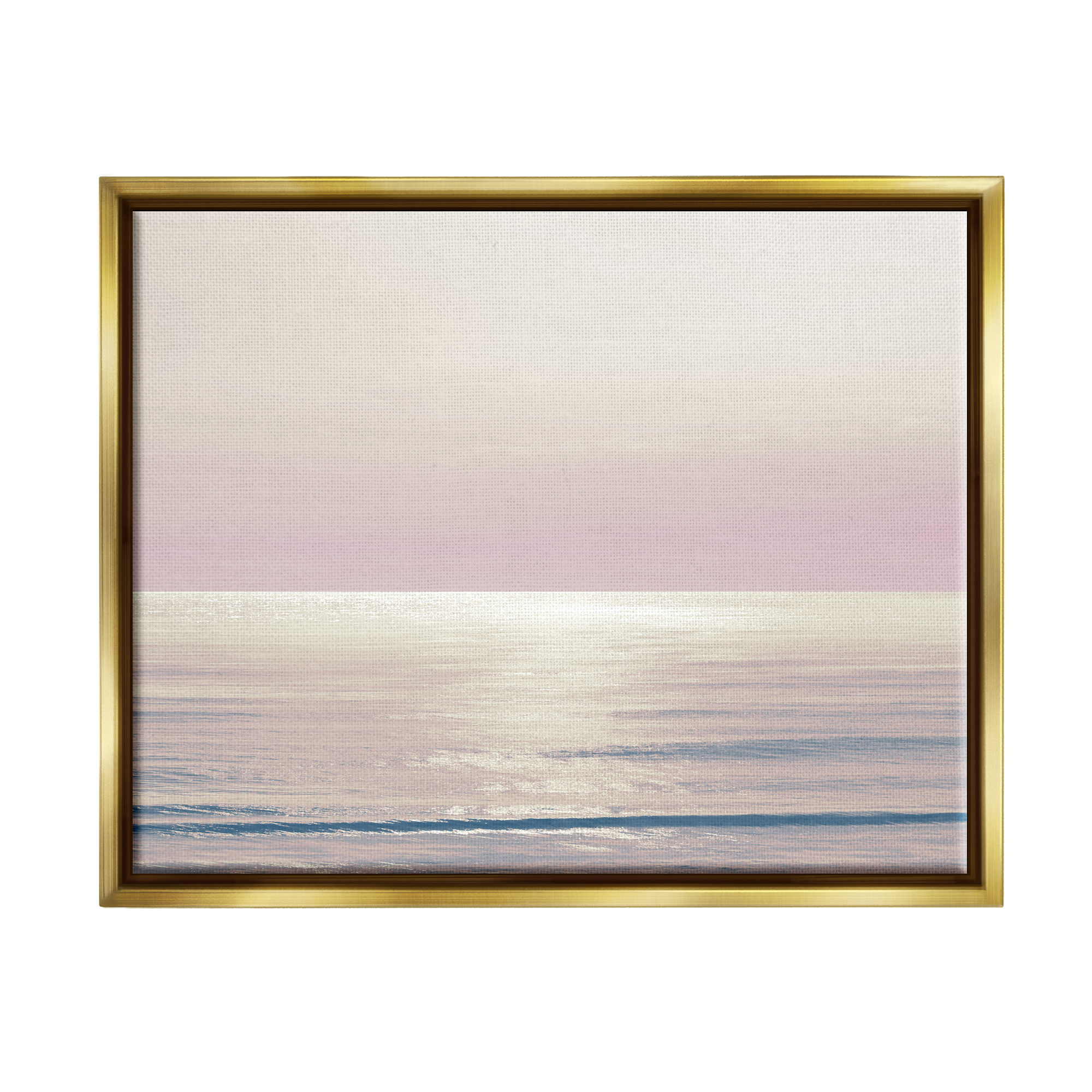Stupell Industries Pastel Ocean Horizon Landscape Photography Gold Floater Framed Canvas Art Print Wall Art, 21 x 17