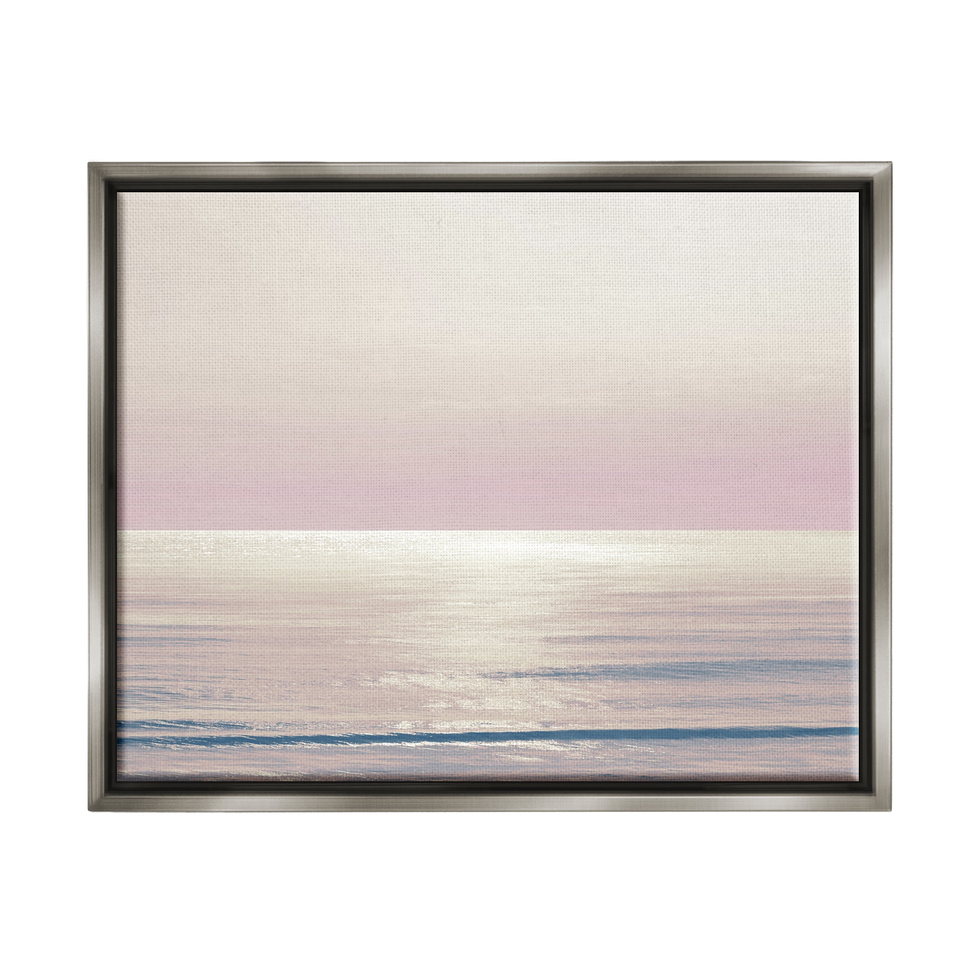 Stupell Industries Pastel Ocean Horizon Landscape Photography Gray Floater Framed Canvas Art Print Wall Art, 21 x 17