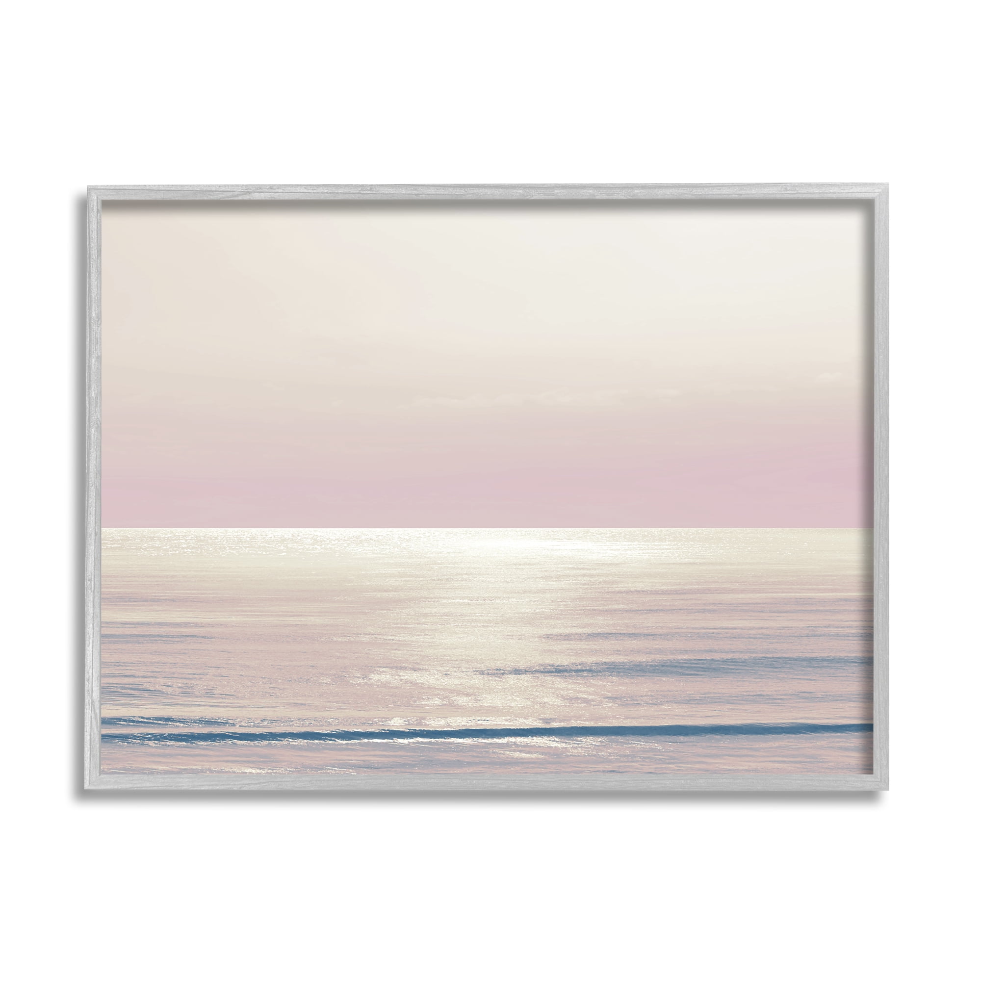 Stupell Industries Pastel Ocean Horizon Landscape Photography Gray Framed Art Print Wall Art, 14 x 11