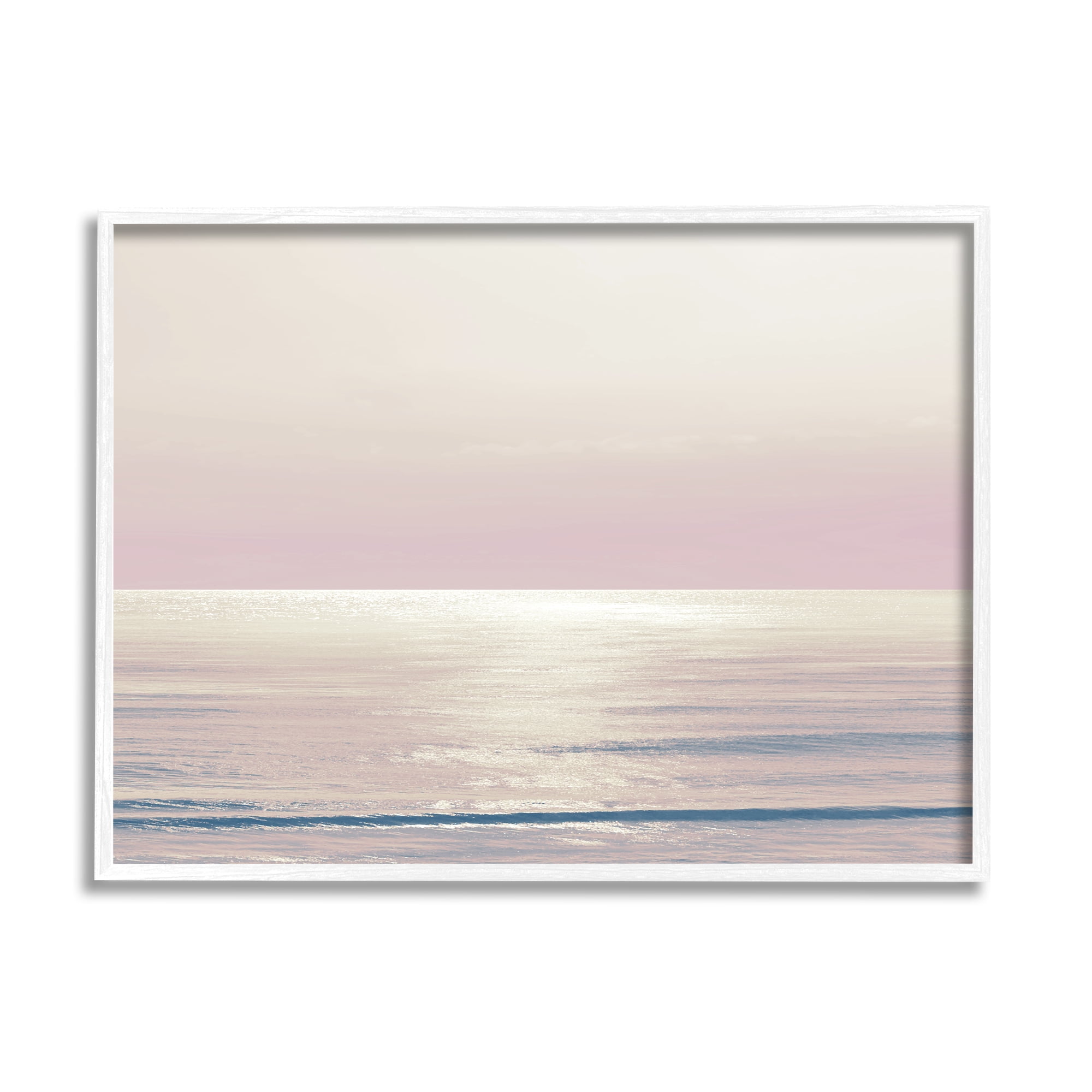 Stupell Industries Pastel Ocean Horizon Landscape Photography White Framed Art Print Wall Art, 14 x 11