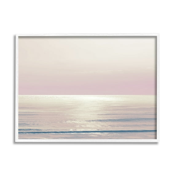 Stupell Industries Pastel Ocean Horizon Landscape Photography White Framed Art Print Wall Art, 20 x 16