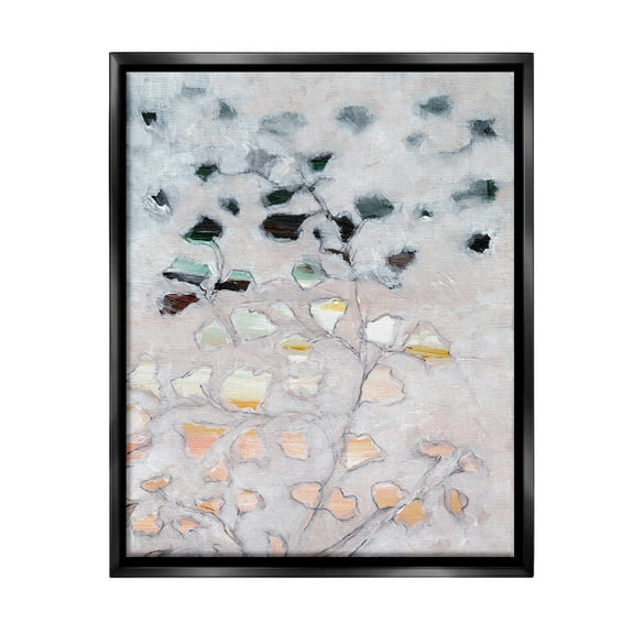 Stupell Industries Pastel Ombre Plant Leaves Botanical & Floral Painting Black Floater Framed Canvas Art Print Wall Art, 17 x 21